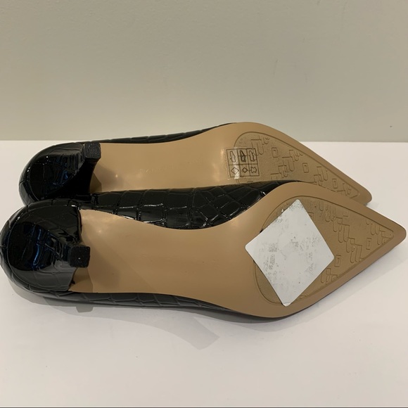 Bandolino Croc Embossed Leather Pointy Toe Heels, Size 7.5M Black Patent NWOT - Picture 9 of 11